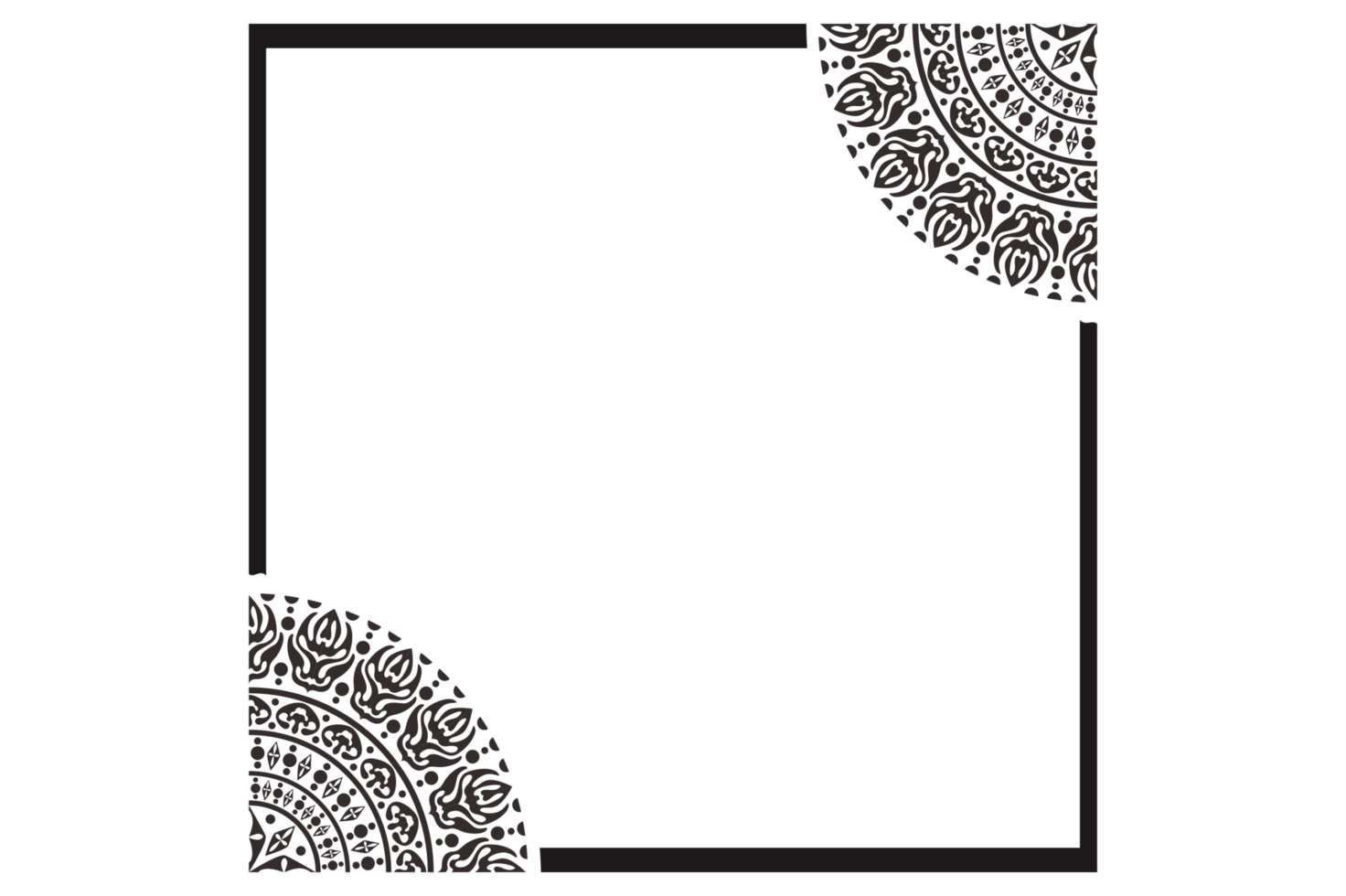 bordure de cadre ornement mandala noir png