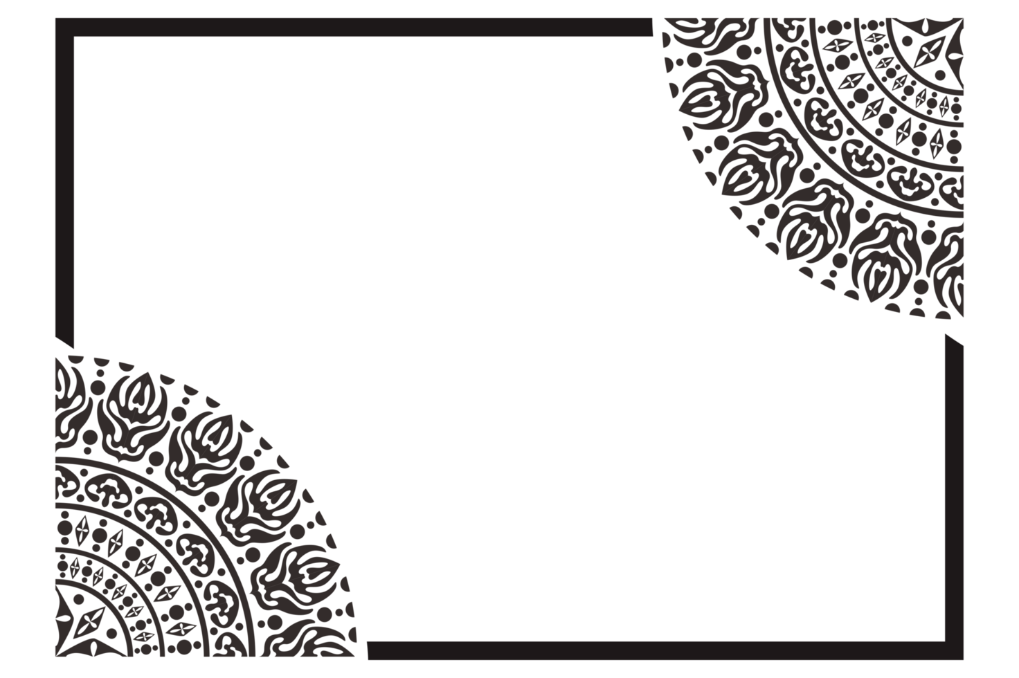 bordure de cadre ornement mandala noir png