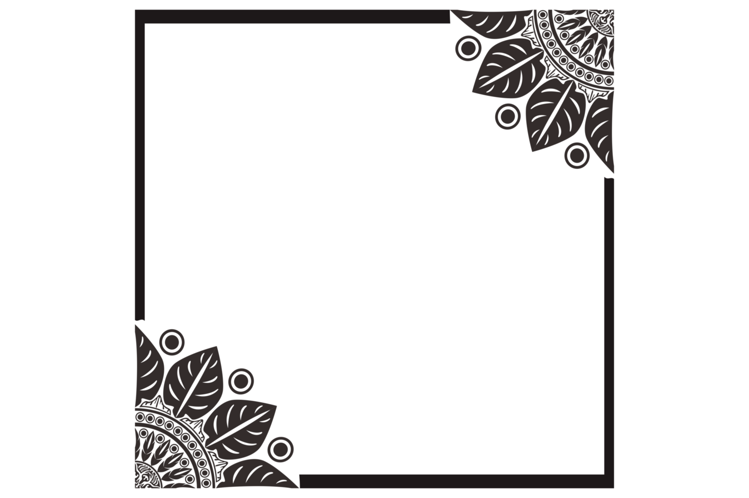 bordure de cadre ornement mandala noir png