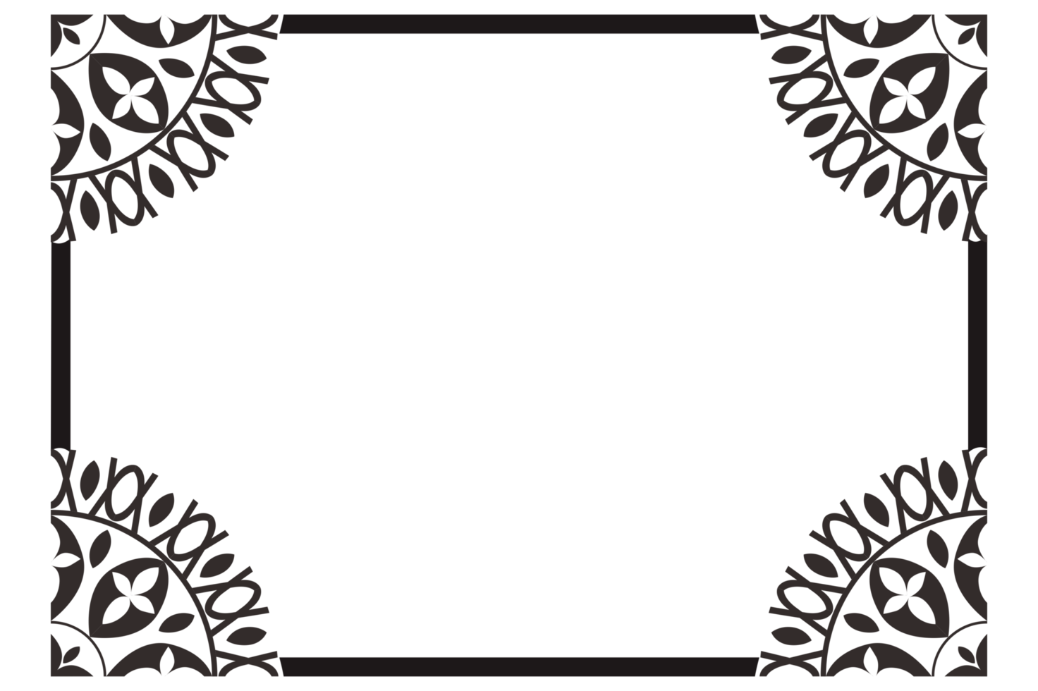Black Mandala Ornament Frame Border png