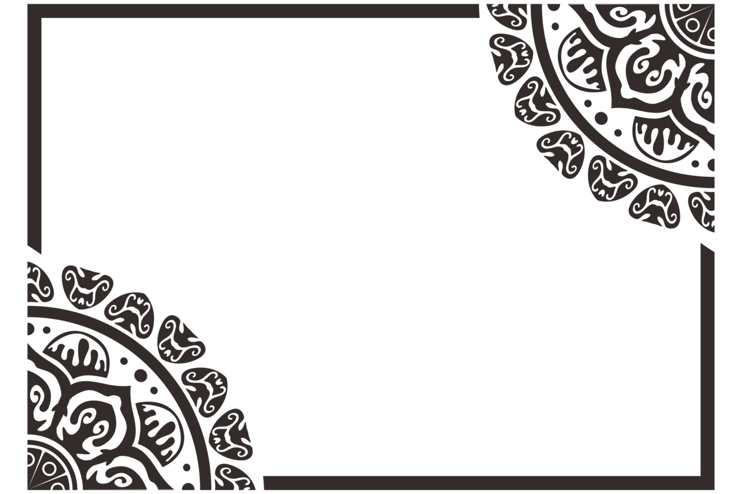 Black Mandala Ornament Frame Border png