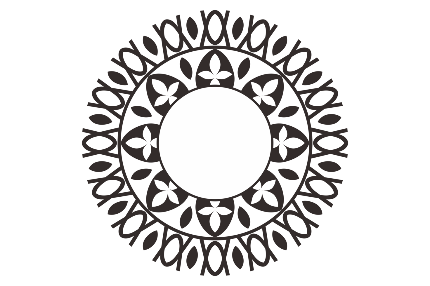 Black Mandala Ornament Frame Border png