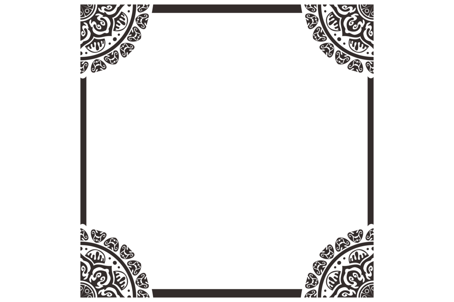 Black Mandala Ornament Frame Border png