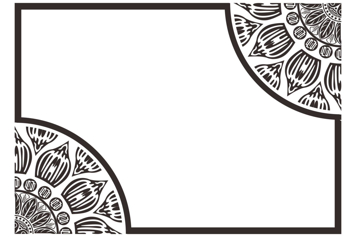 bordure de cadre ornement mandala noir png