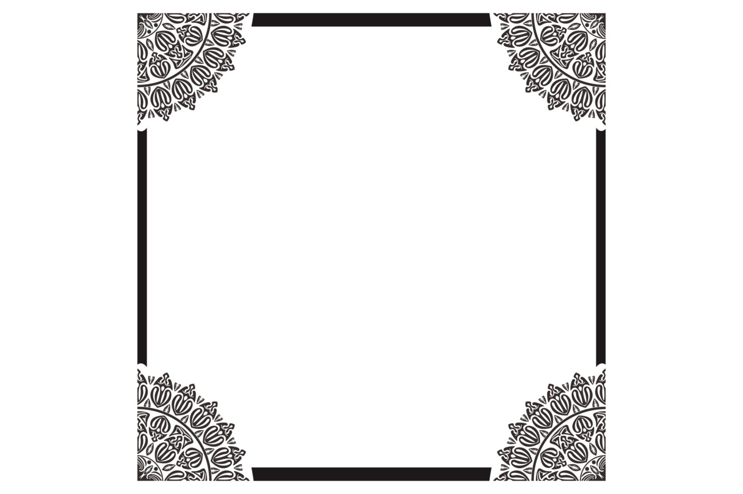 Black Mandala Ornament Frame Border png