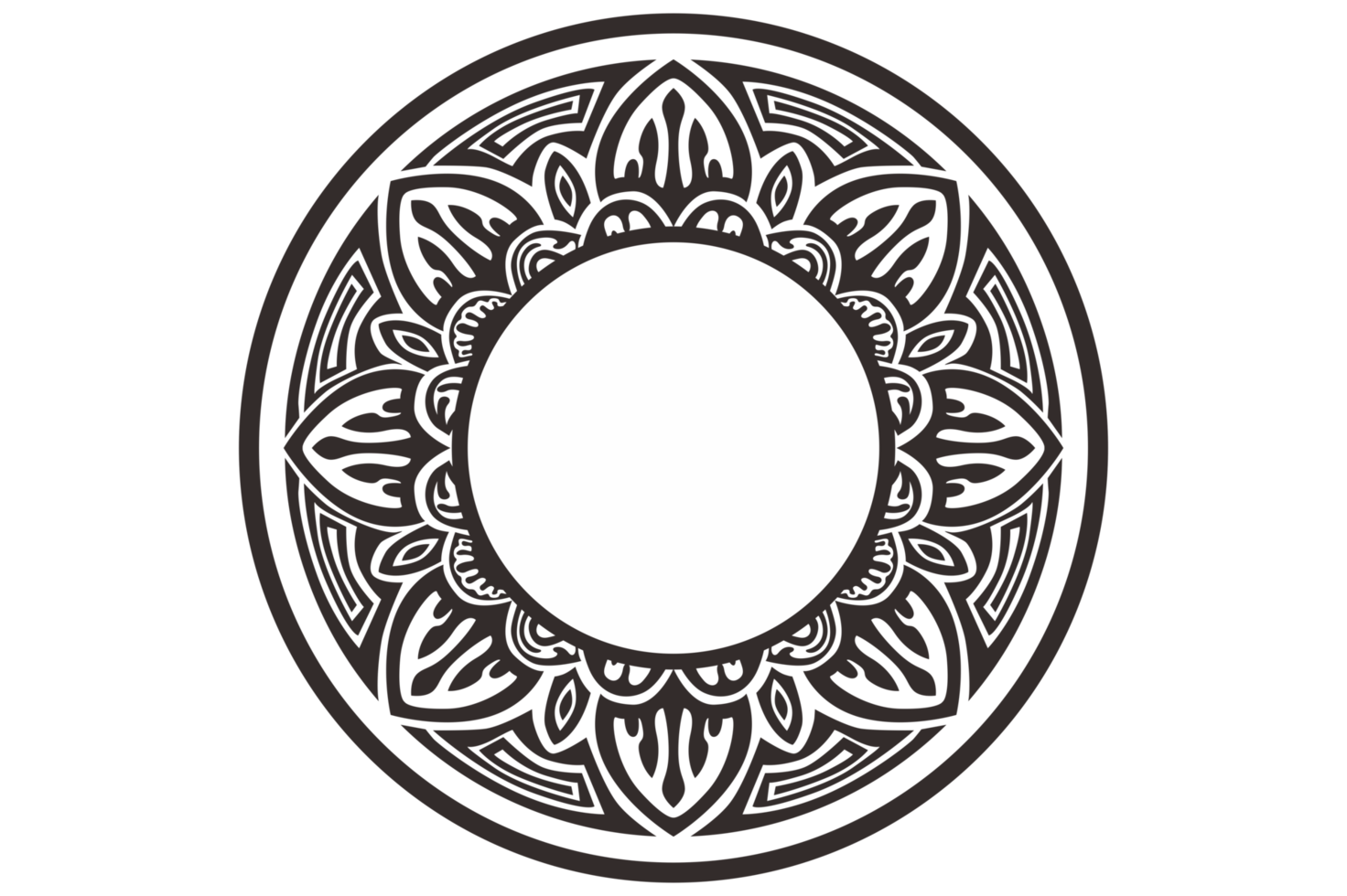 Black Mandala Ornament Frame Border png