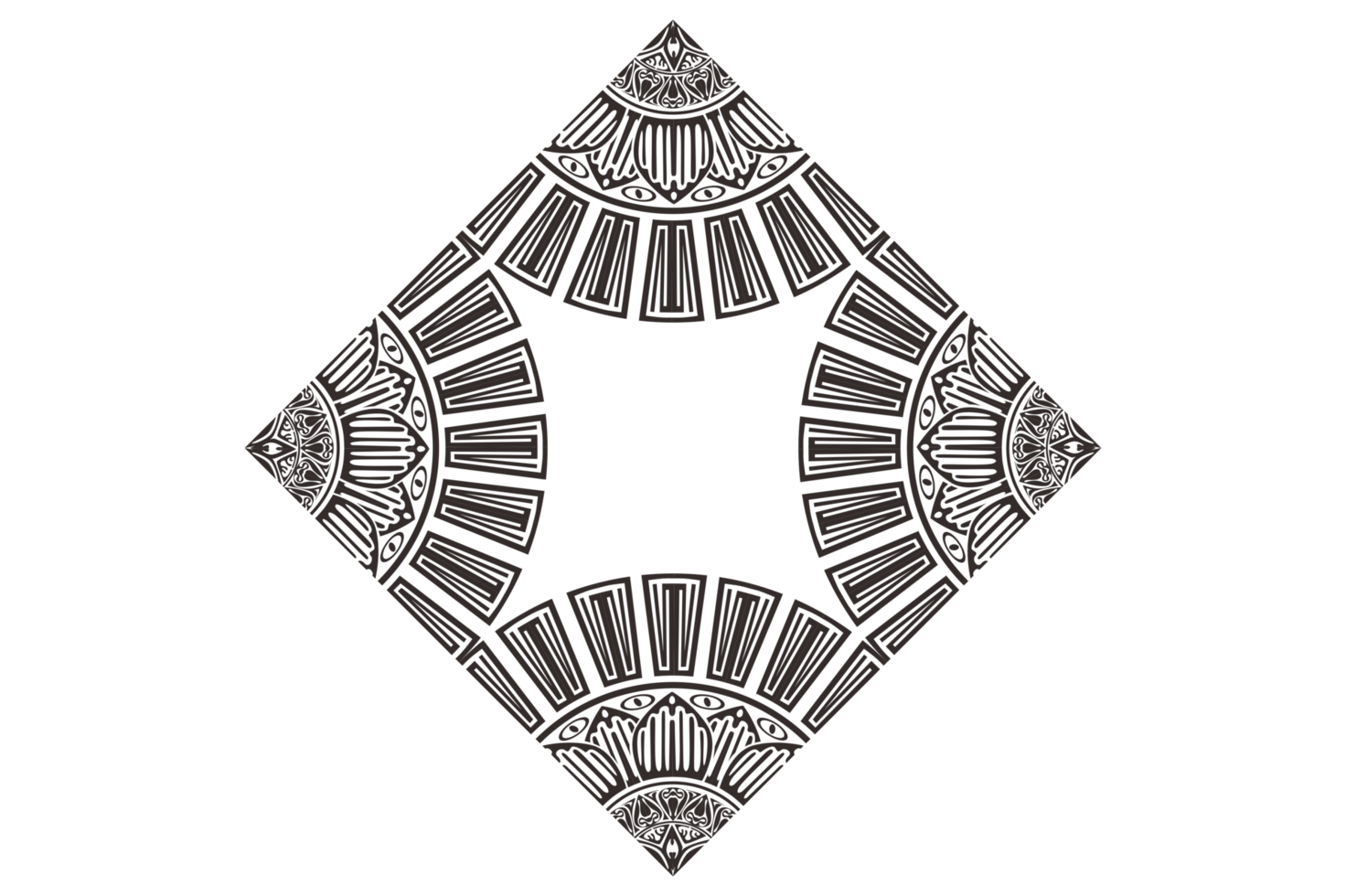 bordure de cadre ornement mandala noir png