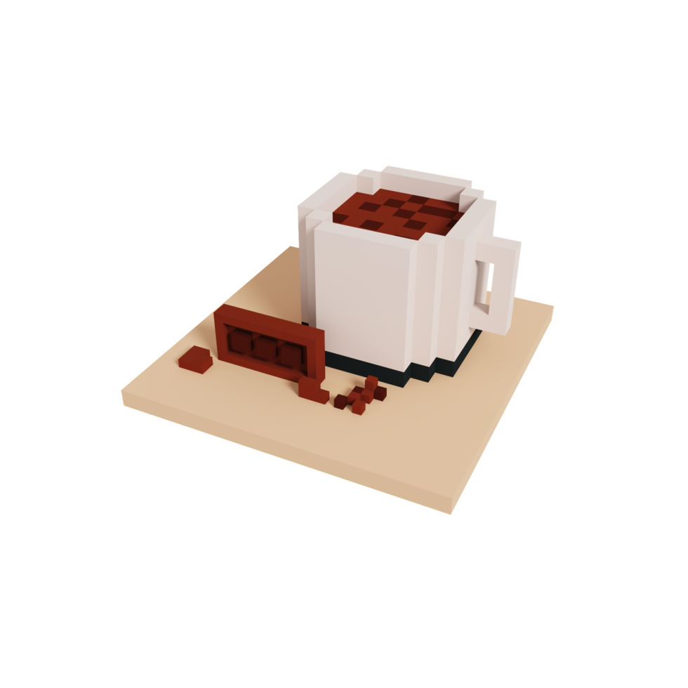 Representación 3d de bebida de chocolate en una ilustración de taza blanca png