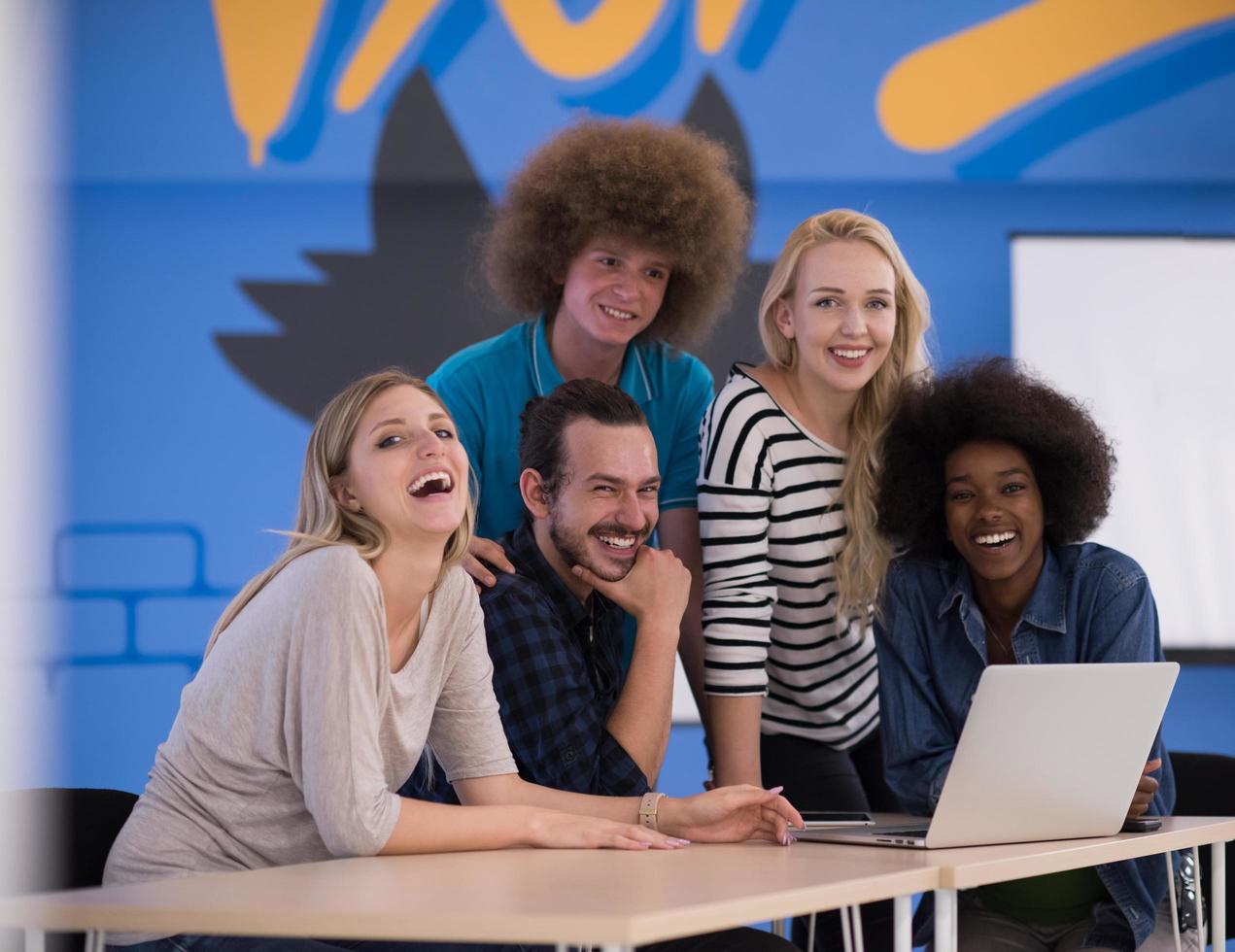 Multiethnic startup business team on meeting photo