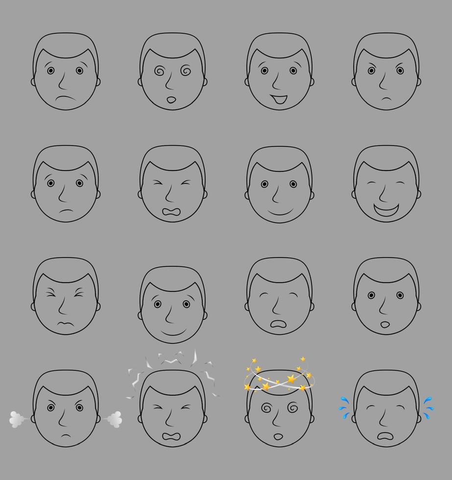 conjunto de emoticonos de hombres de negocios que muestran diferentes expresiones faciales vector