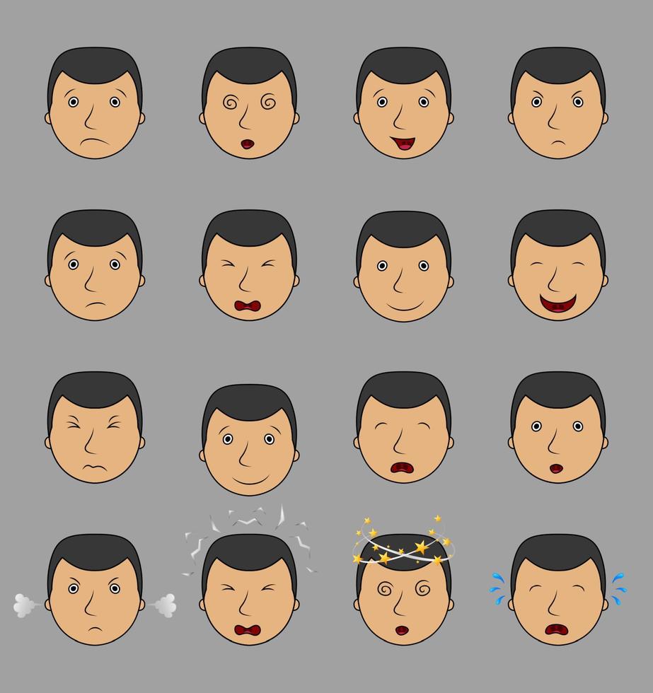 Set of businessman emoticons showing different facial expressions vector