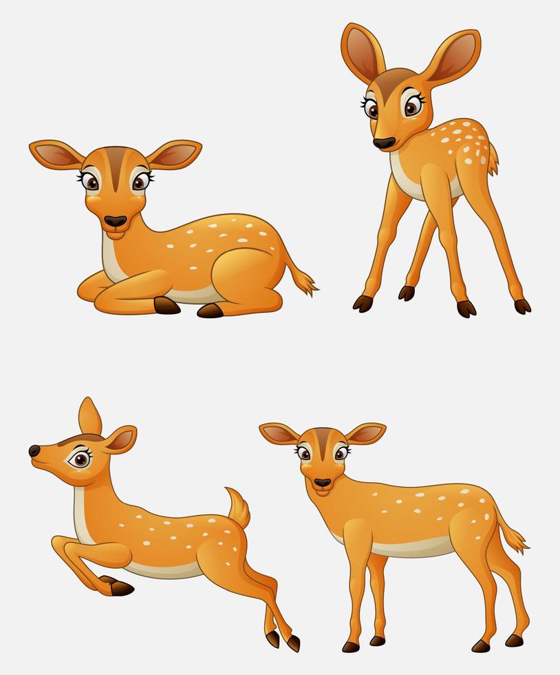 conjunto de colección de ciervos divertidos dibujos animados vector