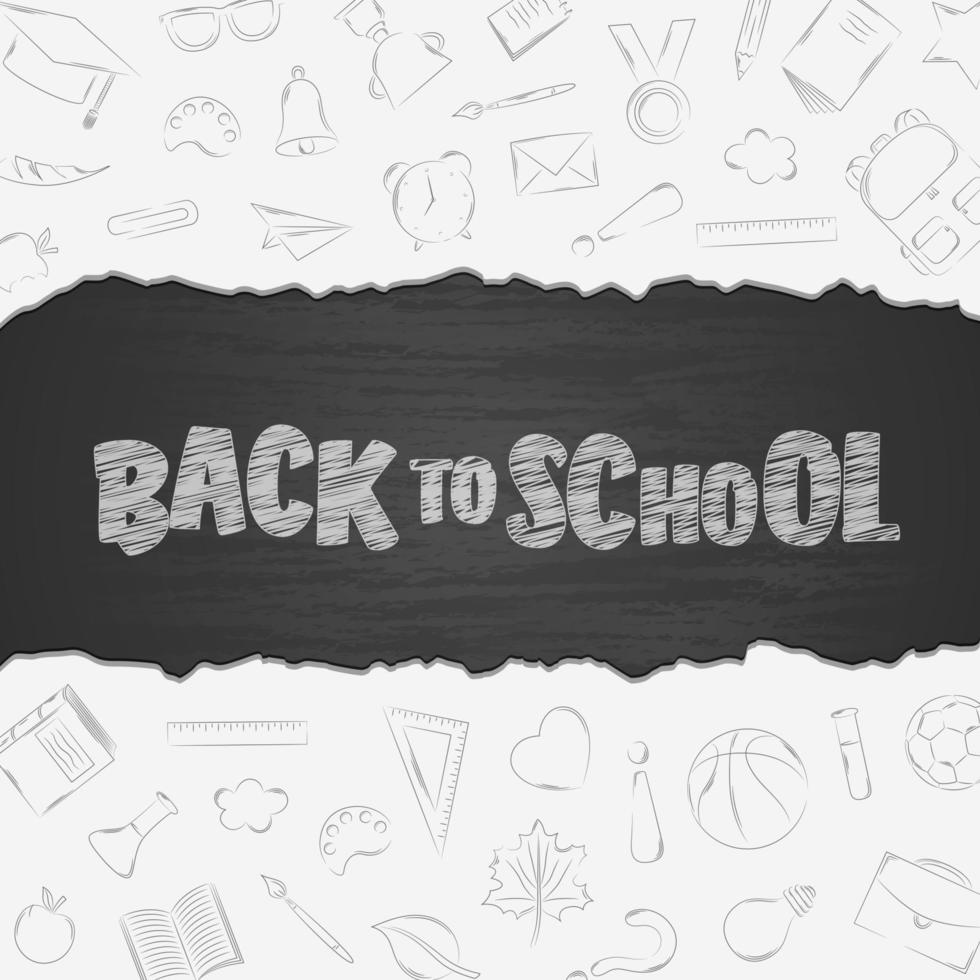 Back to school doodles in chalkboard background vector