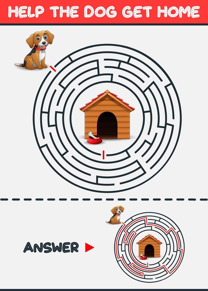 Maze Game, Help the dog get home vector