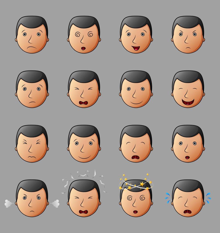 conjunto de emoticonos de hombres de negocios que muestran diferentes expresiones faciales vector