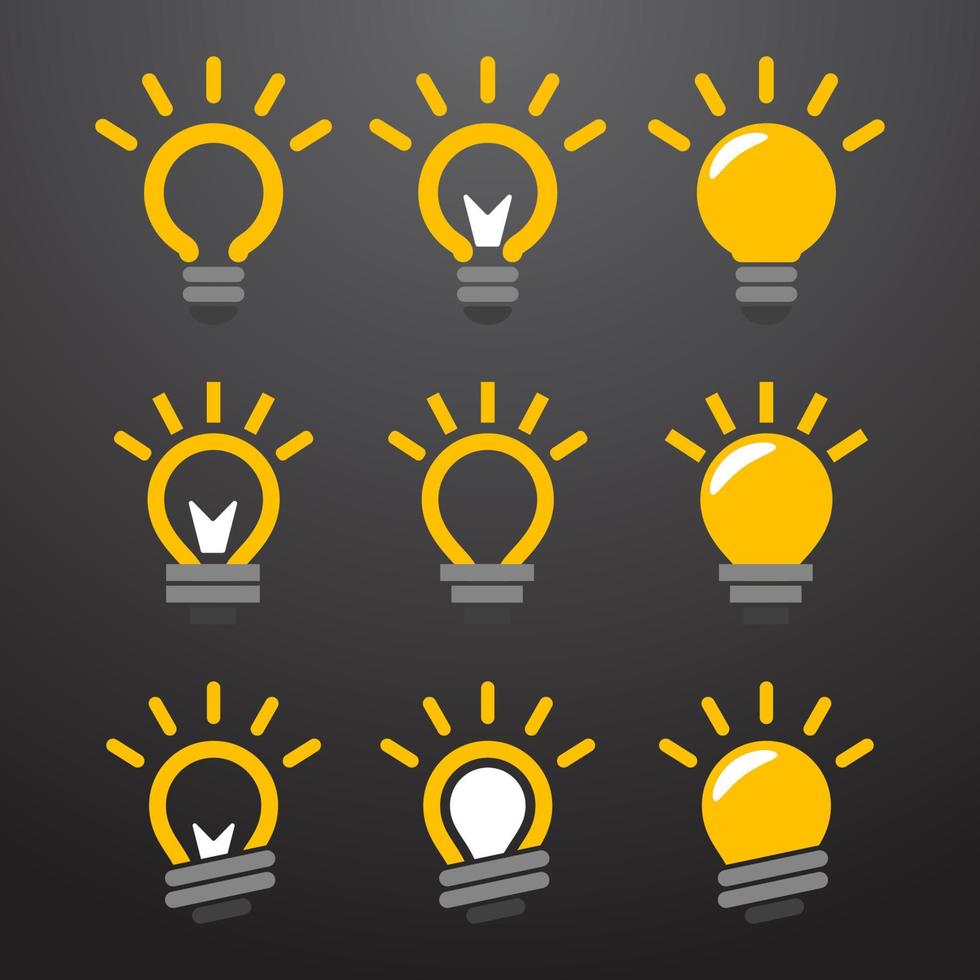 Light lamp sign icon isolated on black background vector