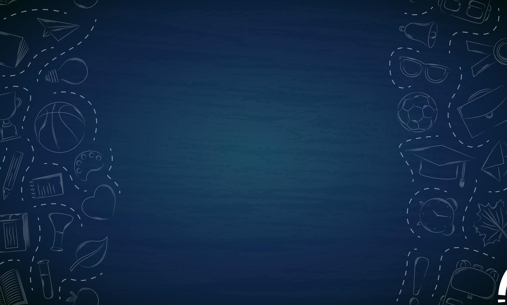Back to school doodles in chalkboard background vector