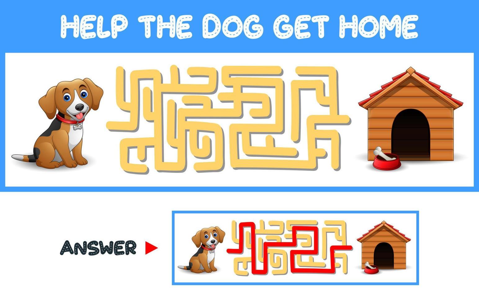 Maze Game, Help the dog get home vector