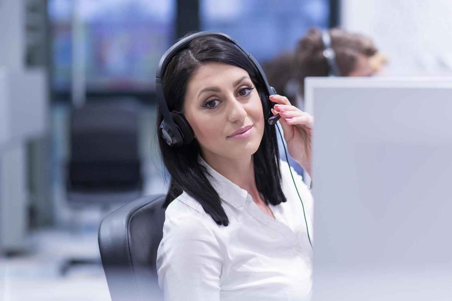 female call centre operator doing her job photo
