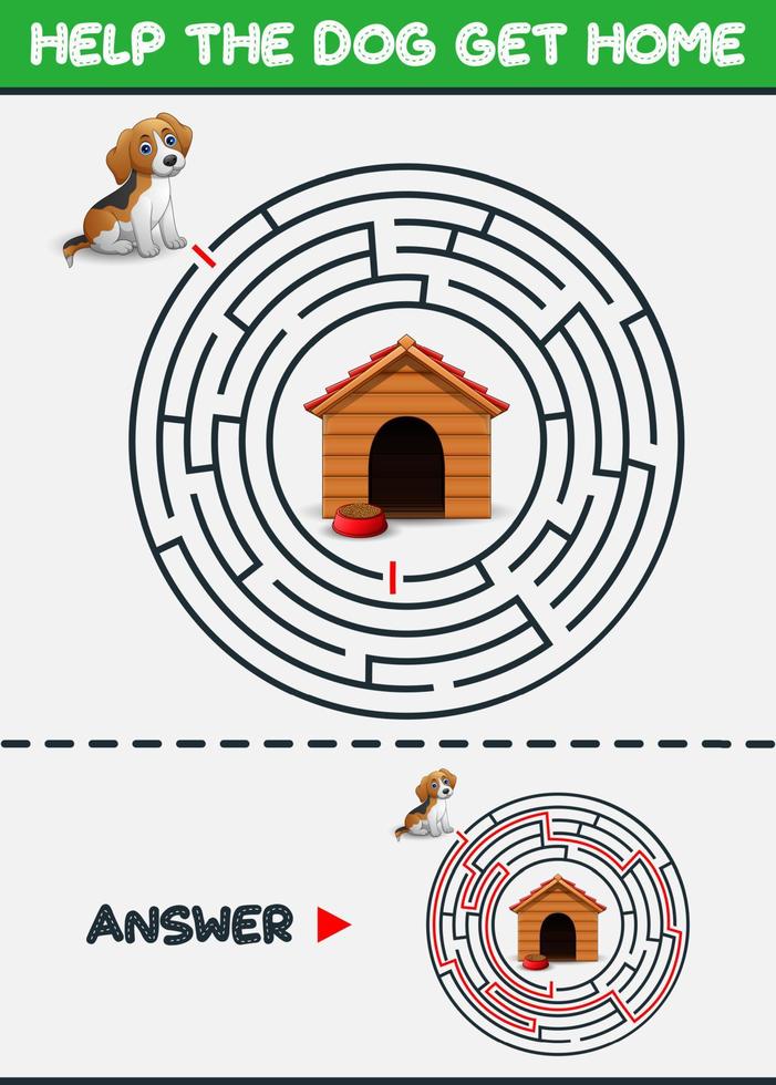 Maze Game, Help the dog get home vector