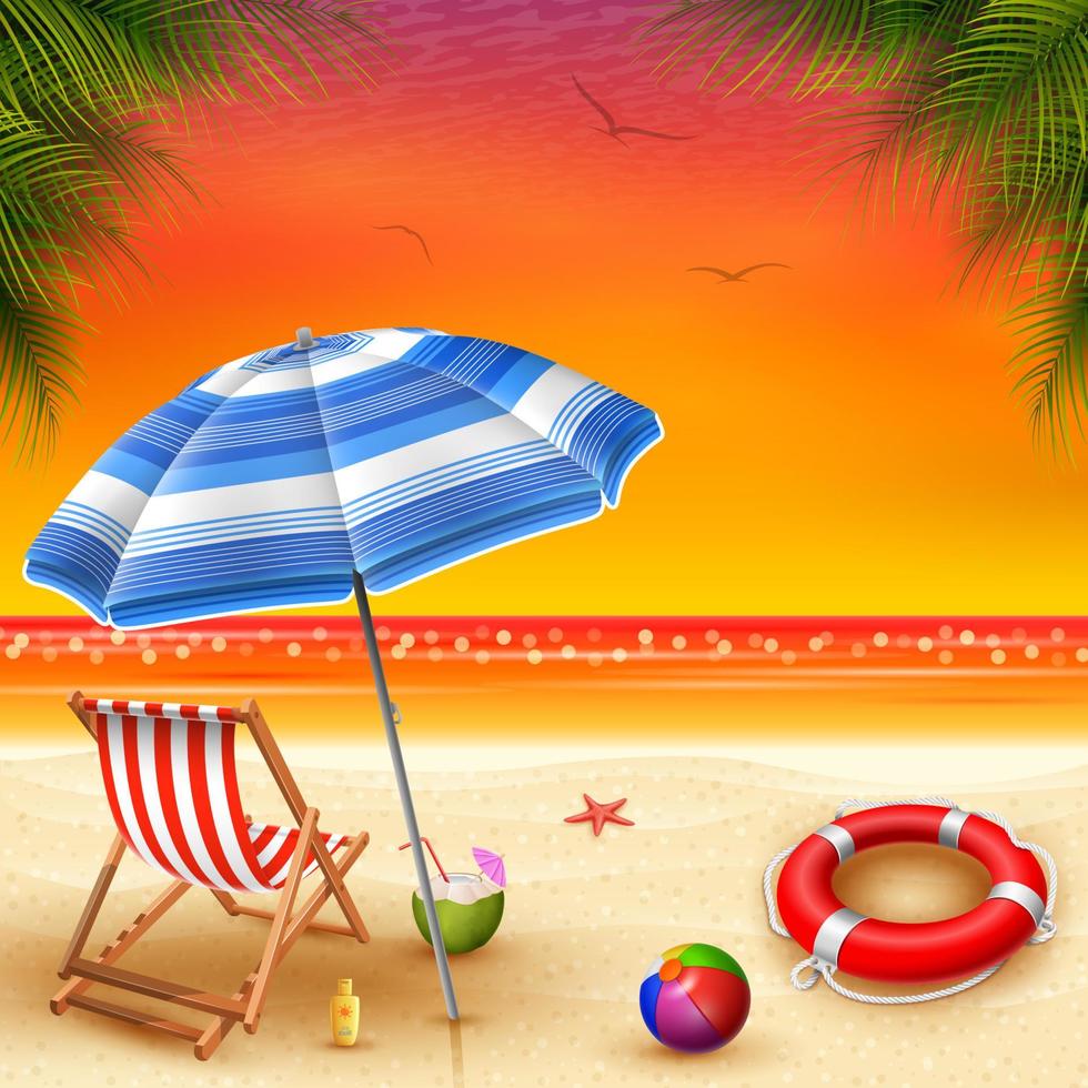 Summer Holidays with view sunset background vector