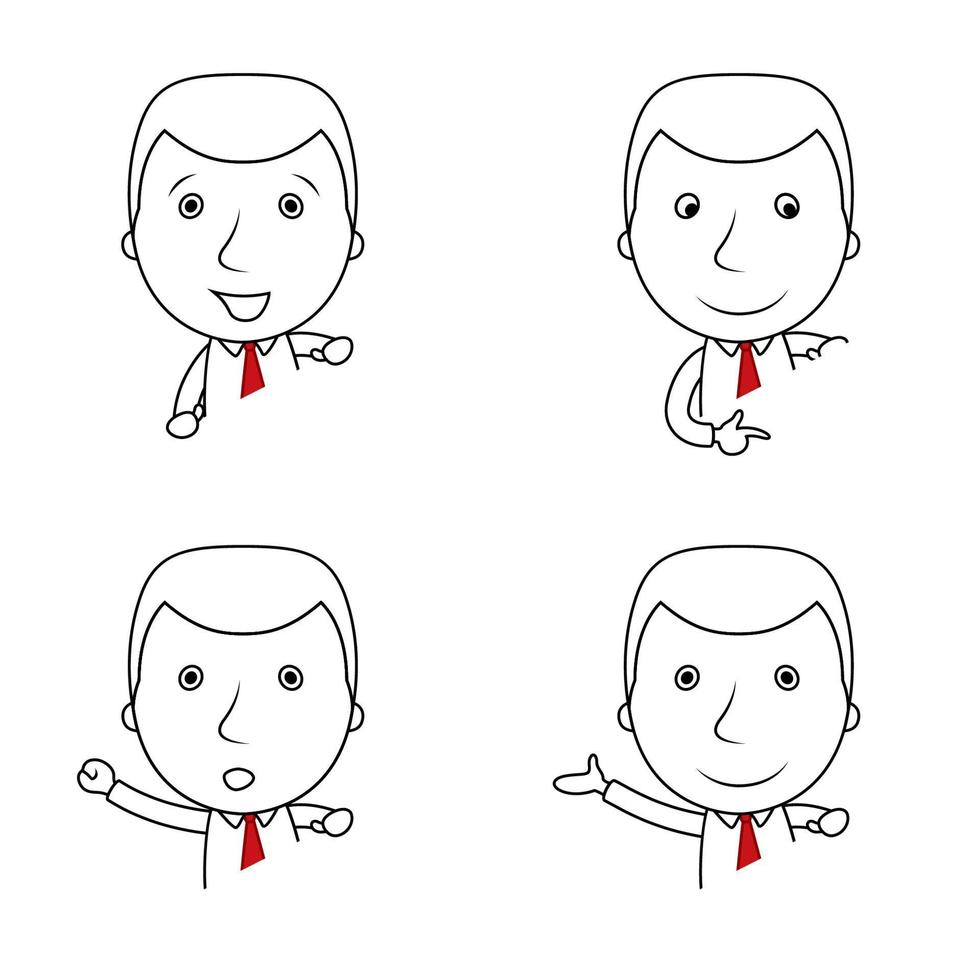 Set of businessman cartoon with different gestures and emotions vector