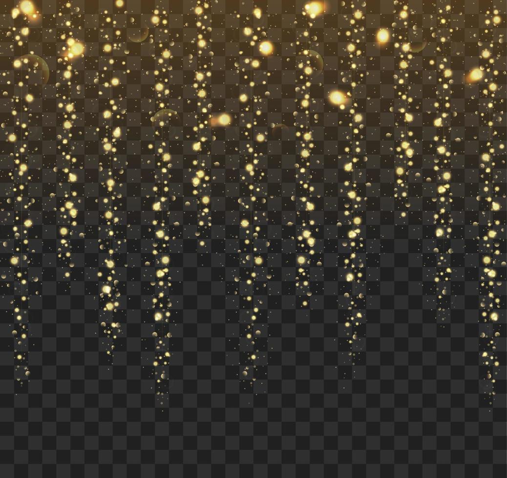Glowing lights glitter isolated on a black background vector