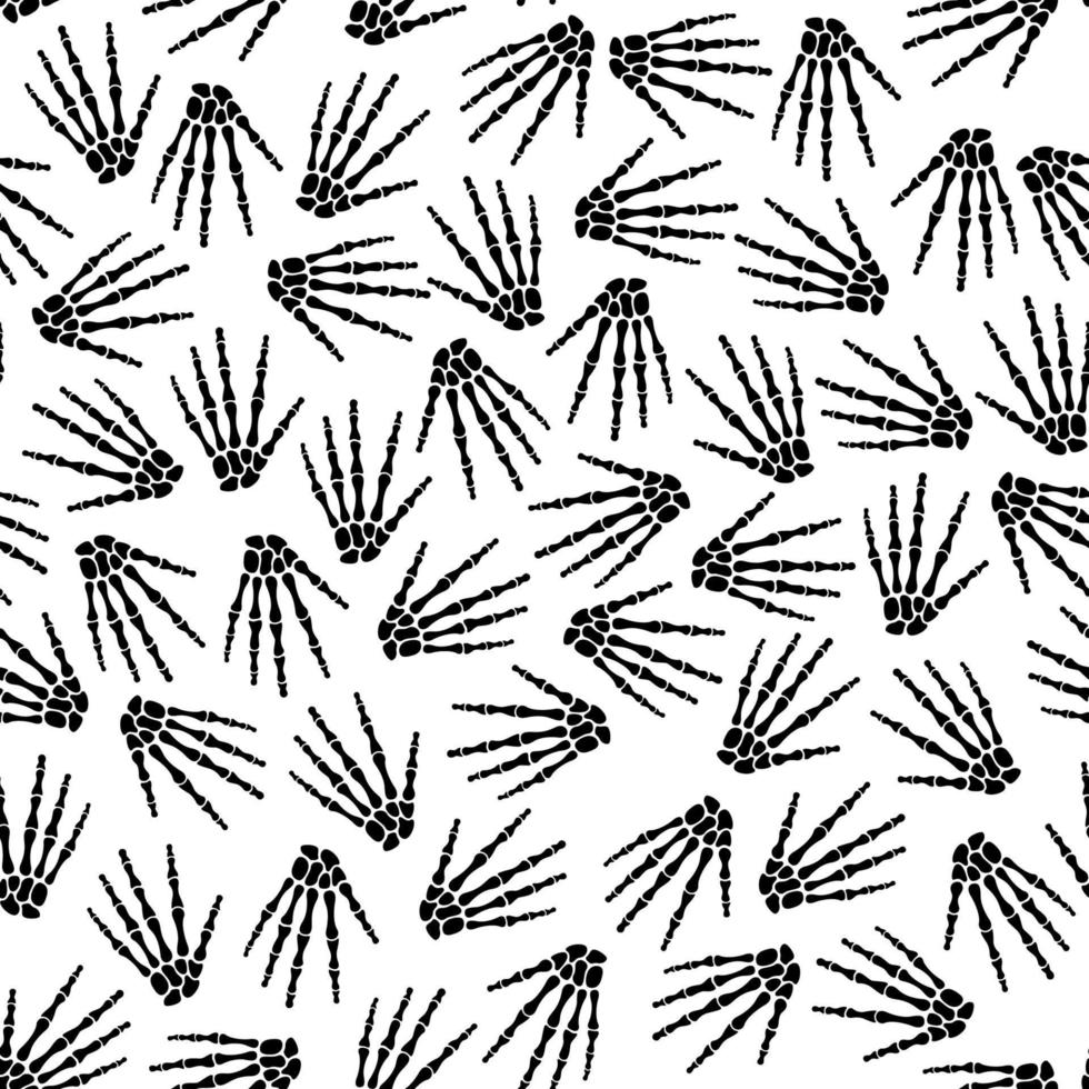 Seamless pattern with human skeleton hand vector