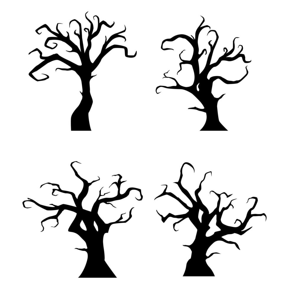 Black trees silhouette on white background vector