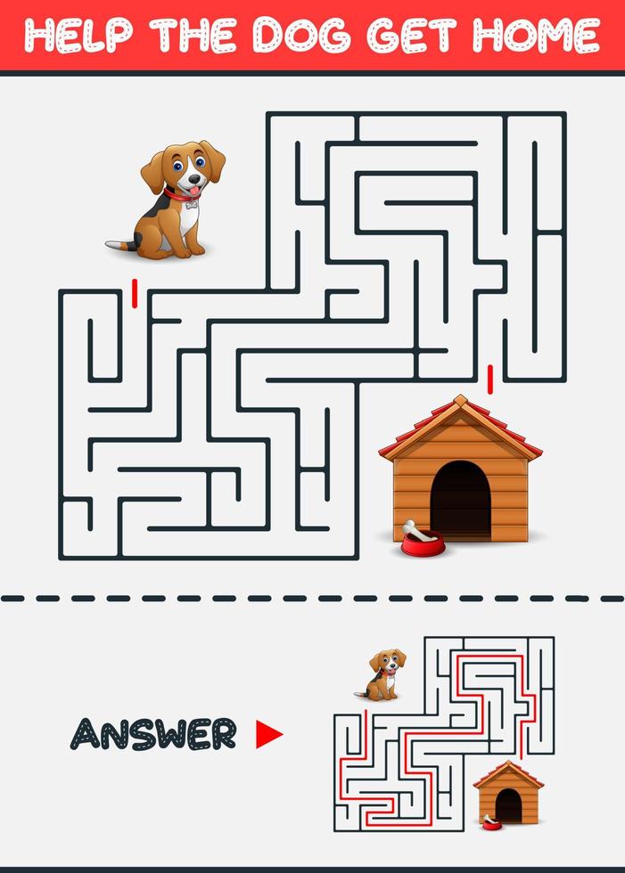 Maze Game, Help the dog get home vector