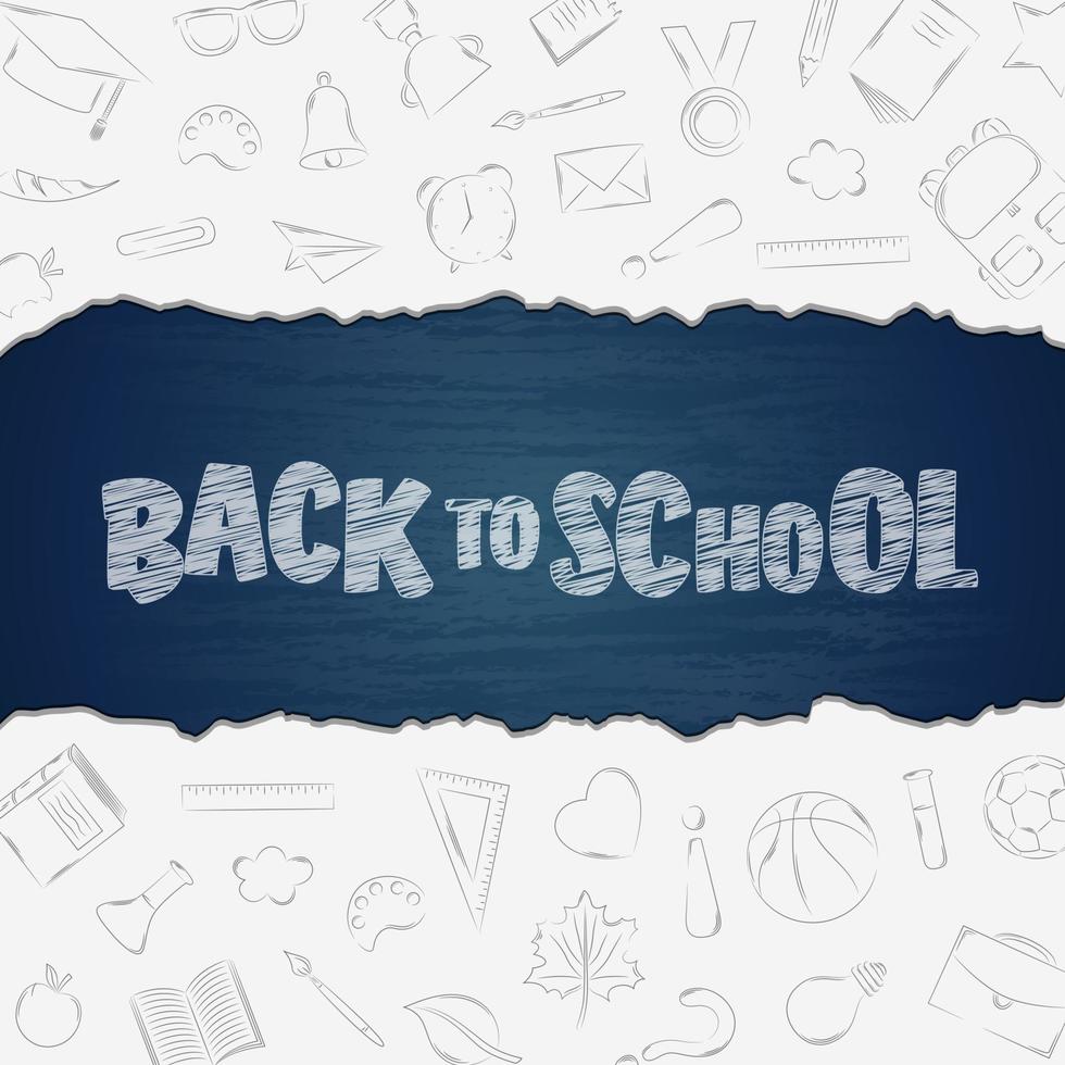 Back to school doodles in chalkboard background vector