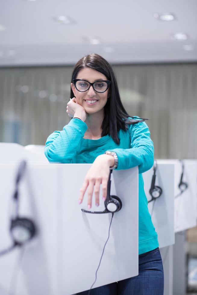 female call centre operator doing her job photo