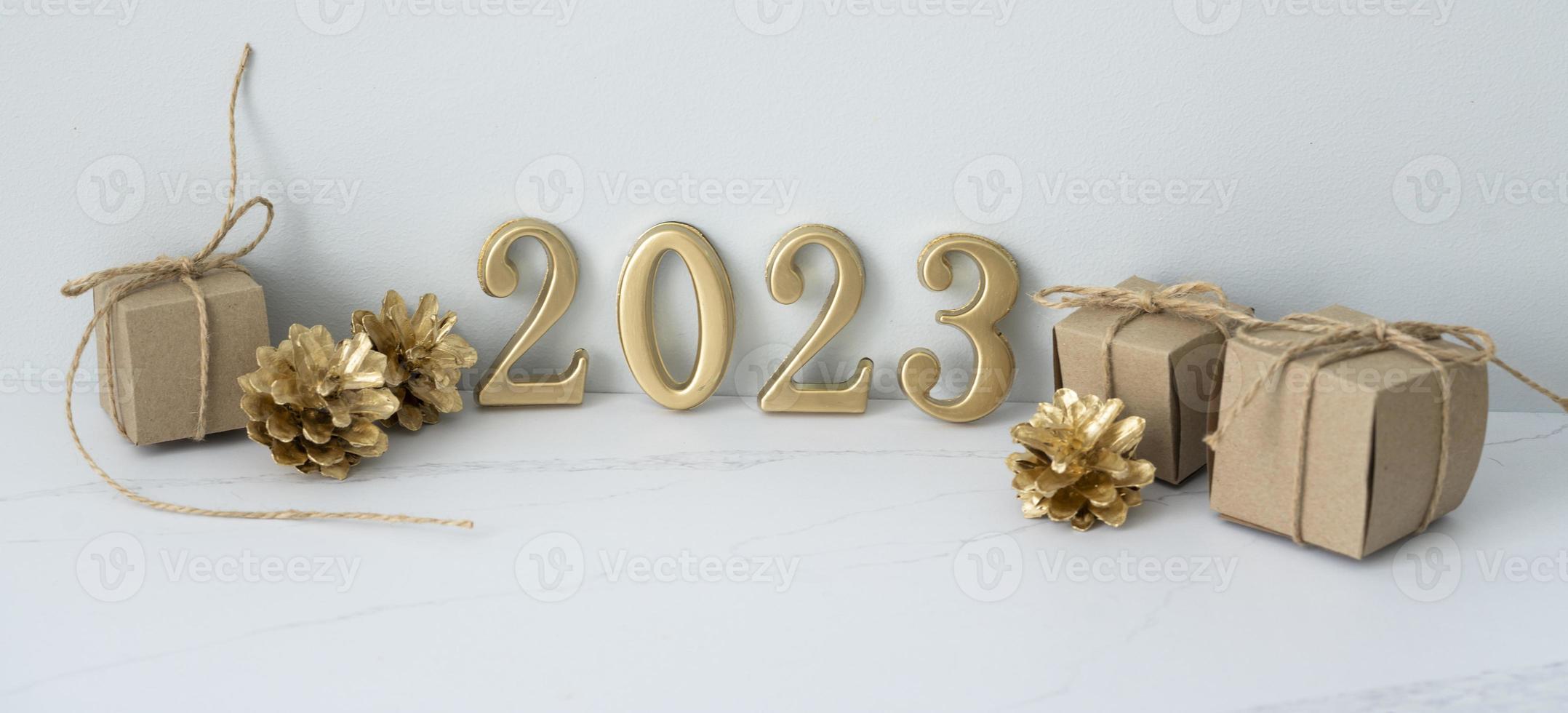 tarjeta de vacaciones de año nuevo 2023 foto