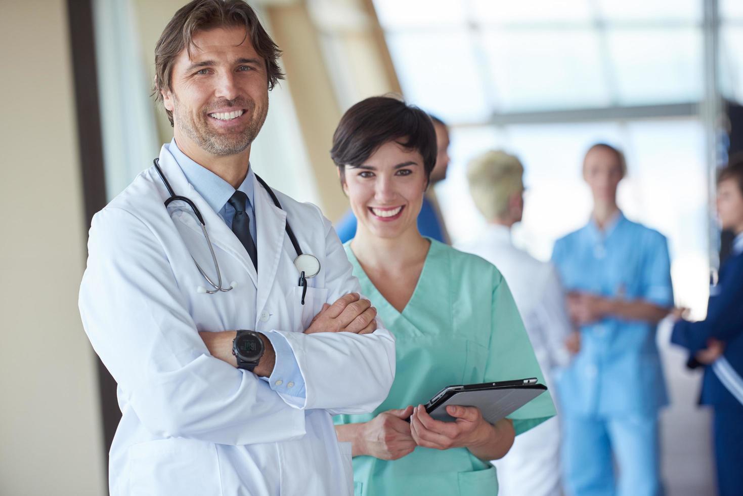 group of medical staff at hospital photo