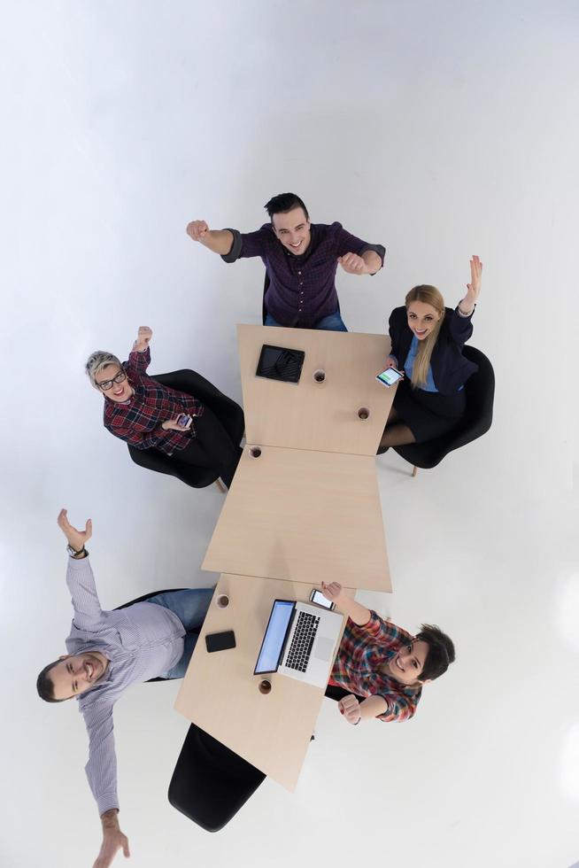 aerial view of business people group on meeting photo