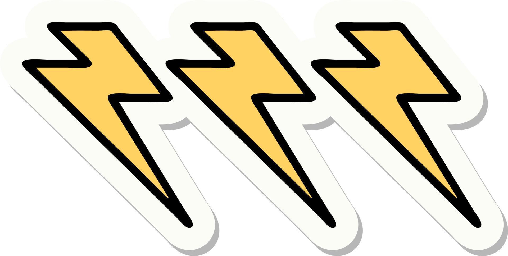sticker of tattoo in traditional style of lighting bolts vector