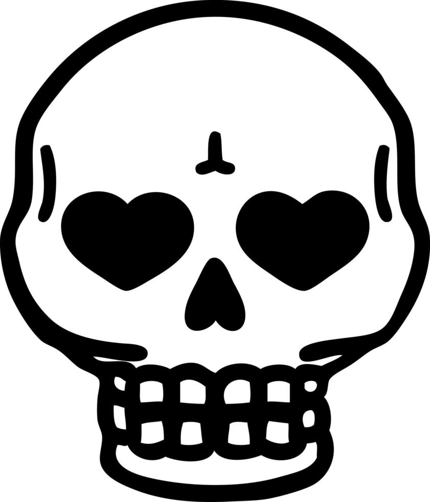 tattoo in black line style of a skull vector