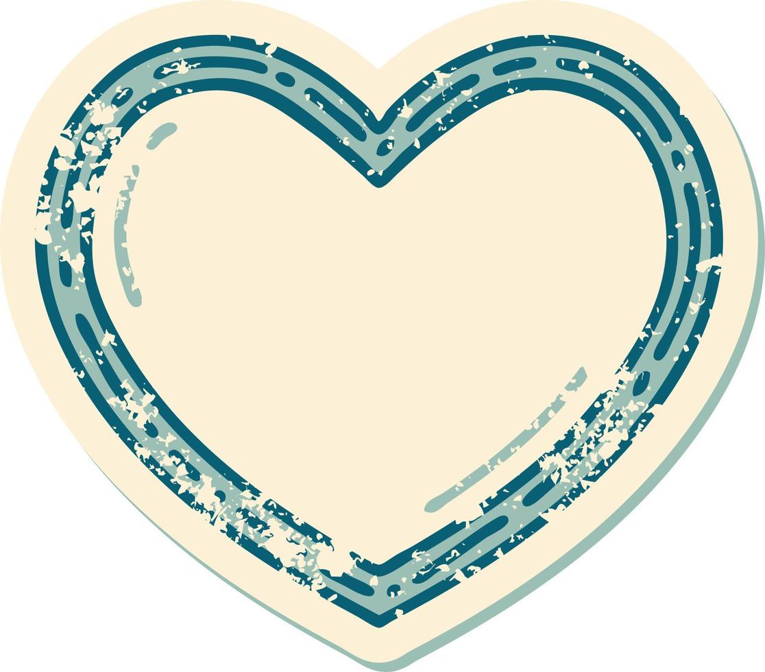 icónica pegatina angustiada estilo tatuaje imagen de un corazón vector