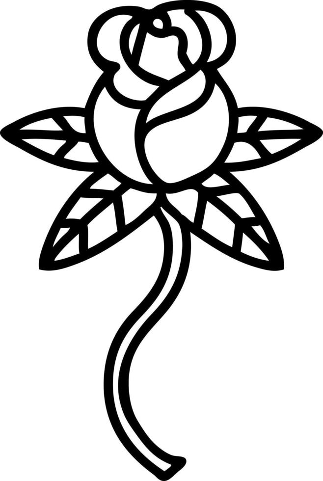 tattoo in black line style of rose vector