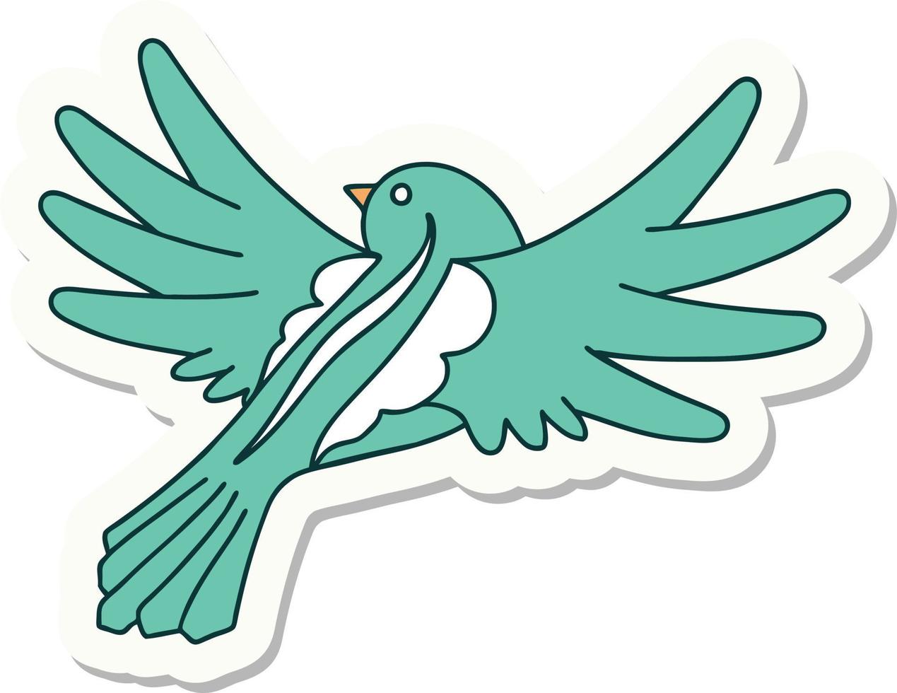 sticker of tattoo in traditional style of a flying bird vector