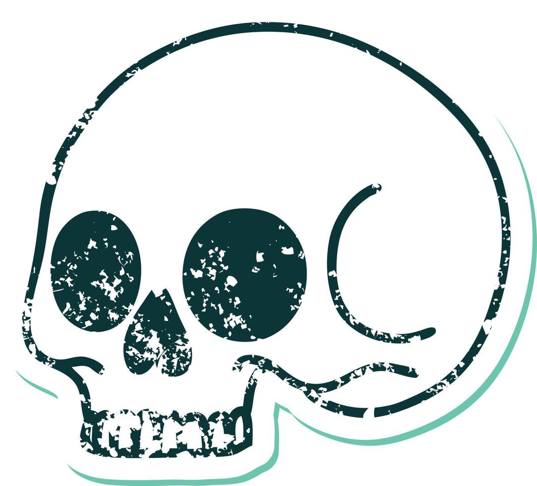 iconic distressed sticker tattoo style image of a skull vector