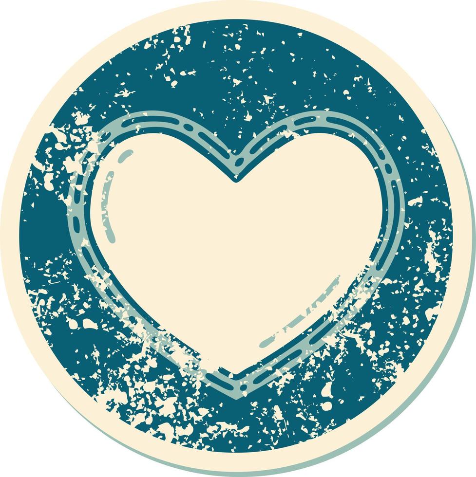 iconic distressed sticker tattoo style image of a heart vector