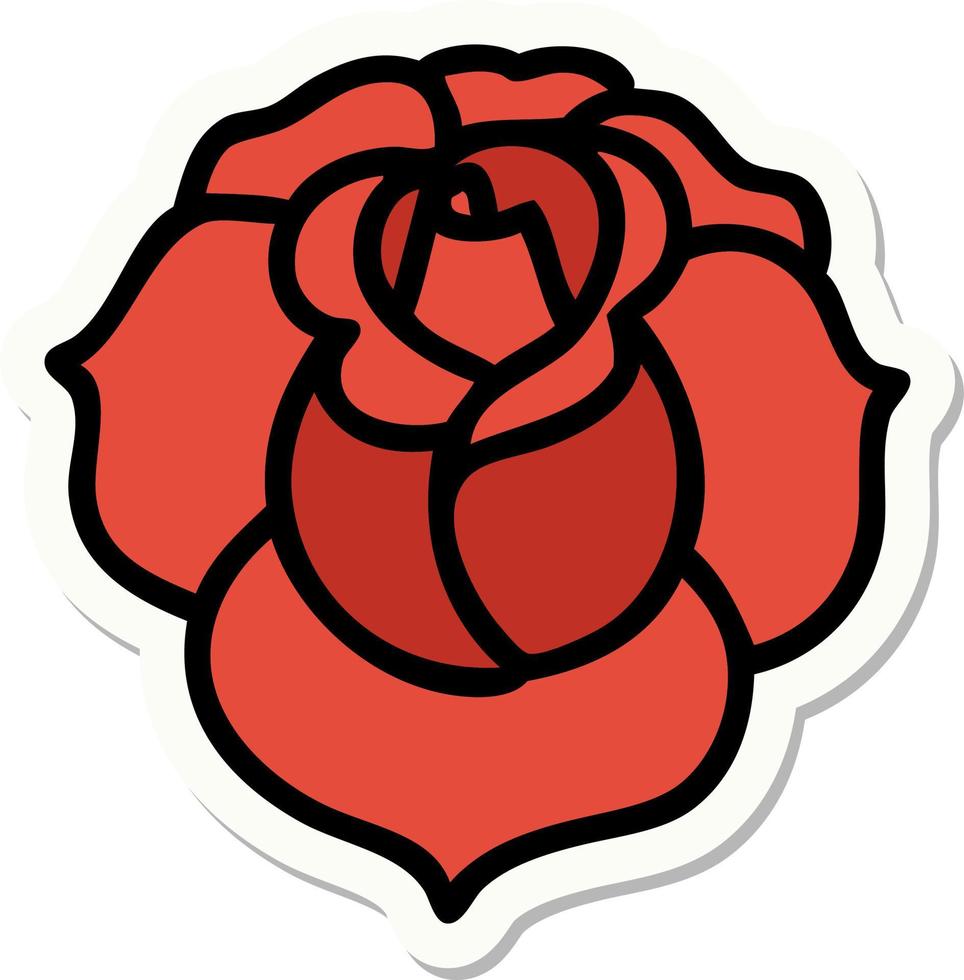 sticker of tattoo in traditional style of a flower vector