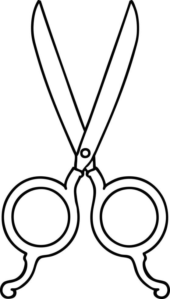 tattoo in black line style of barber scissors vector