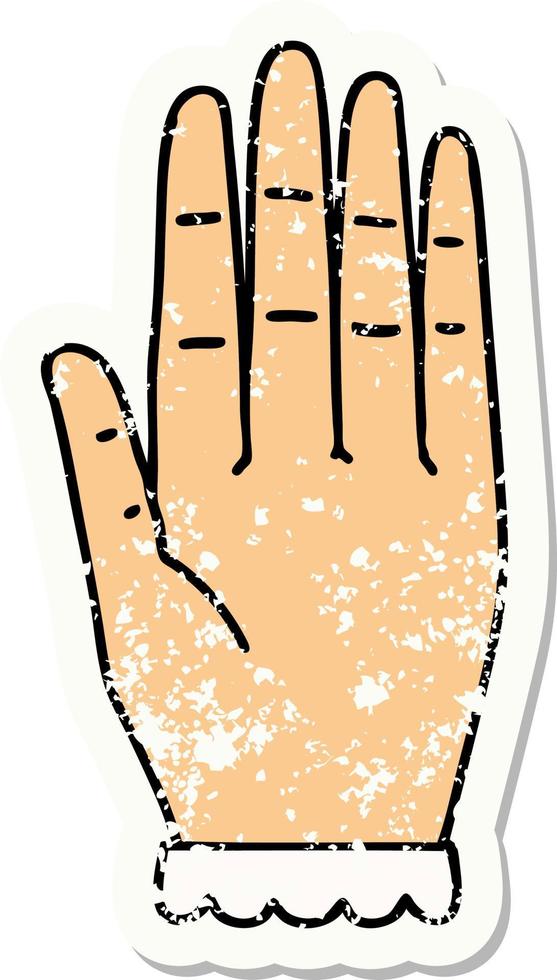 distressed sticker tattoo in traditional style of a hand vector