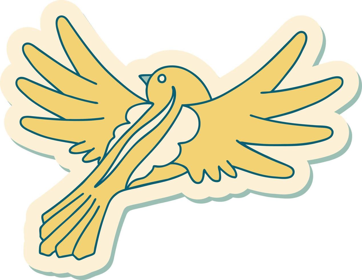 sticker of tattoo in traditional style of a flying bird vector