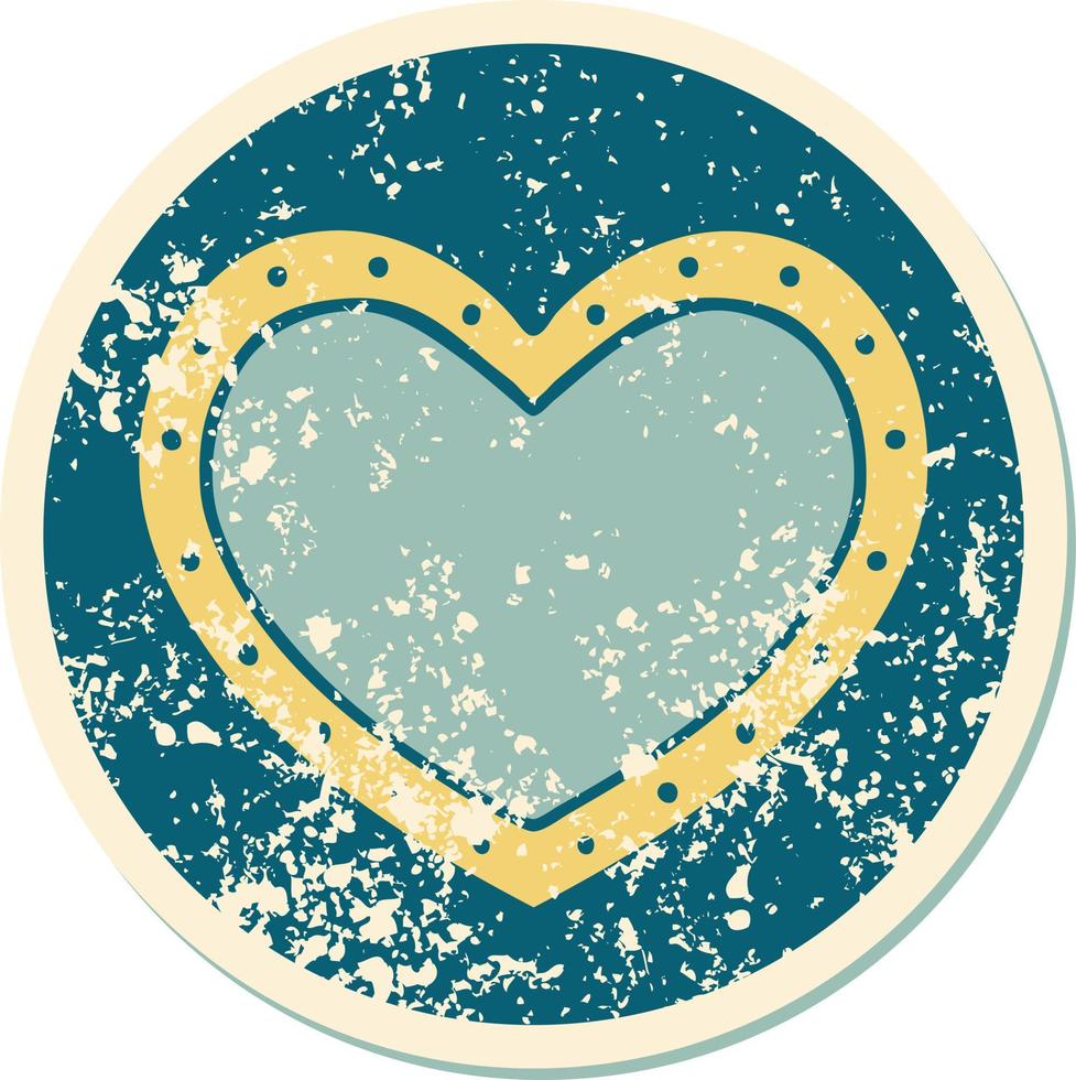 iconic distressed sticker tattoo style image of a heart vector
