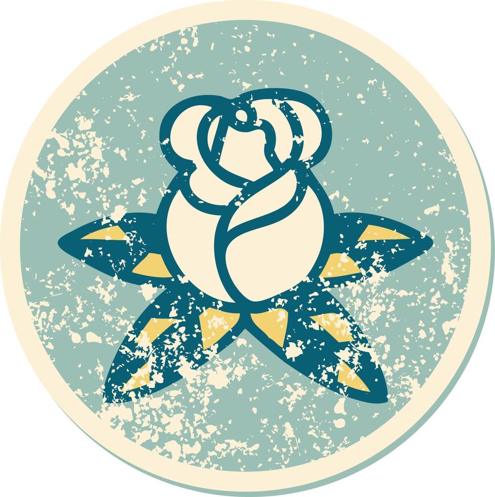 iconic distressed sticker tattoo style image of a single rose vector