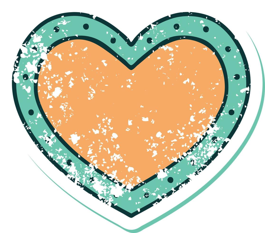 iconic distressed sticker tattoo style image of a heart vector