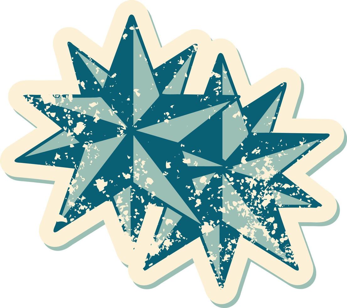 iconic distressed sticker tattoo style image of stars vector